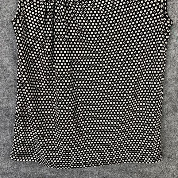 Ann Taylor Petite Sleeveless Top Sz LP B&W Print Career Asymmetrical Neckline - Picture 4 of 8